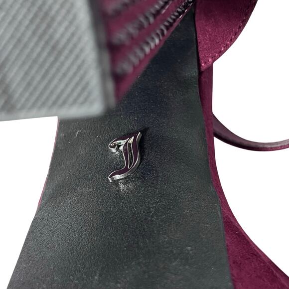 Juicy Couture Trice Platform Heels Size 7.5 Wine Color Rhinestone Embellishments - Picture 11 of 14